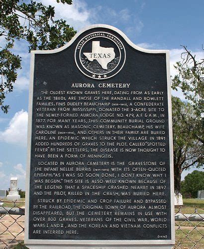 Aurora, Texas Historical Marker UFO
