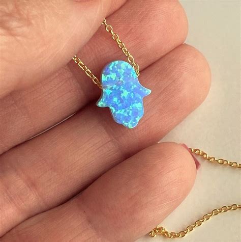 Blue Opal Hamsa Necklace