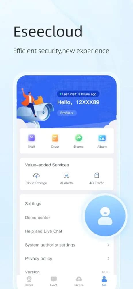 EseeCloud Mobile App Interface