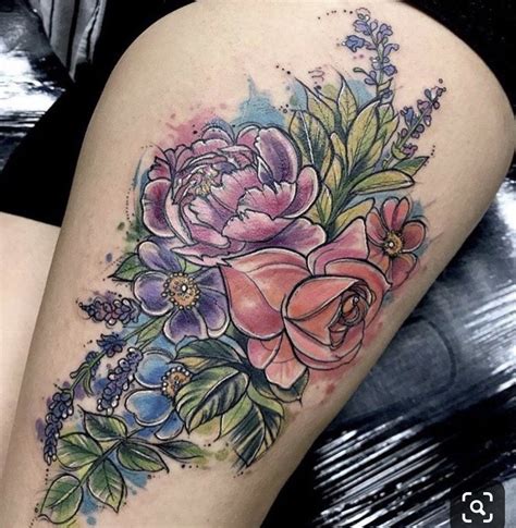 Floral Thigh Tattoo