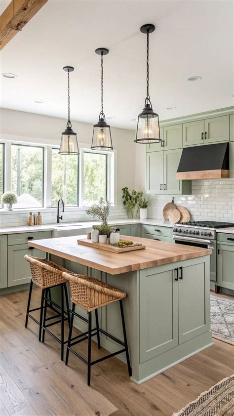 Industrial Sage Green Kitchen