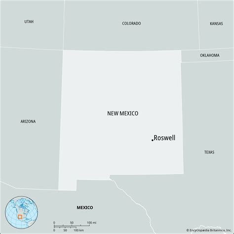 Map of Roswell, New Mexico, site of a famous alleged UFO incident