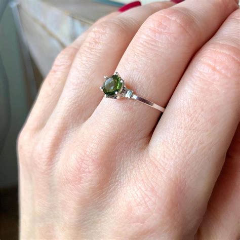 Moldavite Crystal Ring