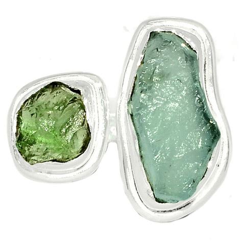Moldavite and Aquamarine