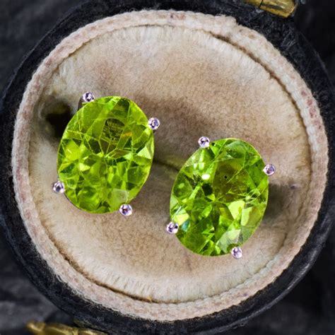 Oval Peridot Stud Earrings