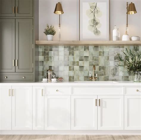 Patterned Sage Green Kitchen Tile
