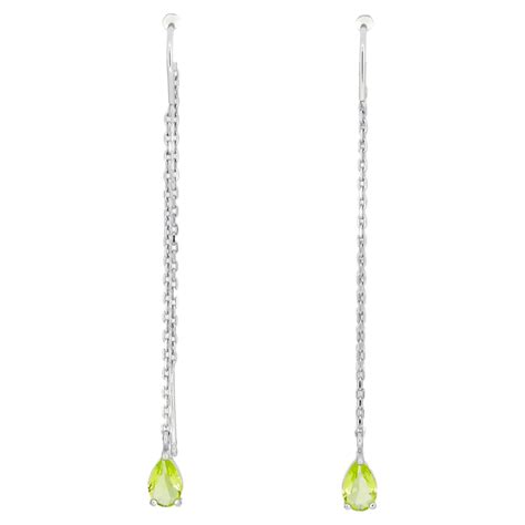 Pear Peridot Threader Earrings
