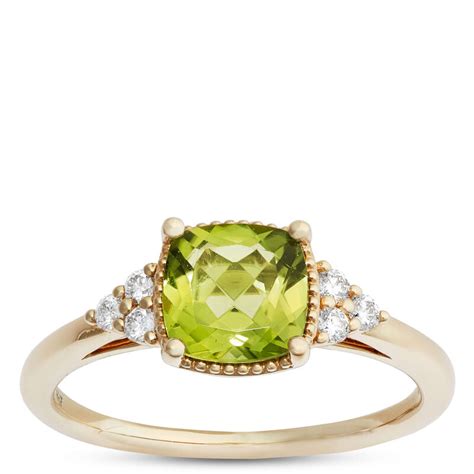 Peridot Cushion Cut Ring