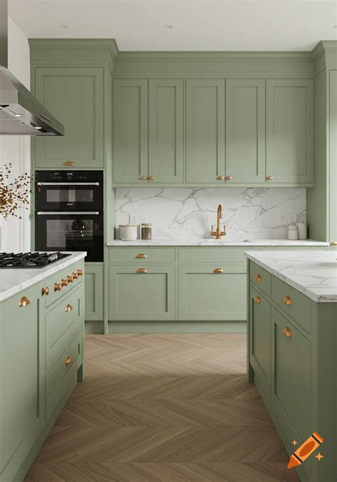 Sage Green Kitchen With Gold Accents