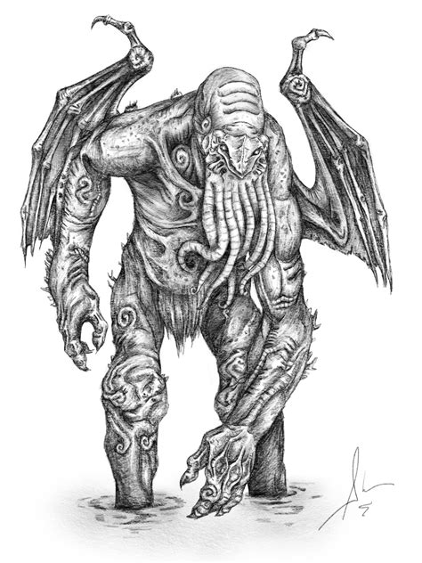 Sketch of Cthulhu drawn by Lovecraft