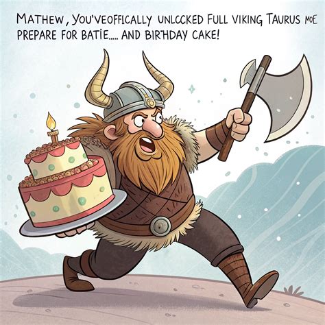 Viking Taurus Birthday Card