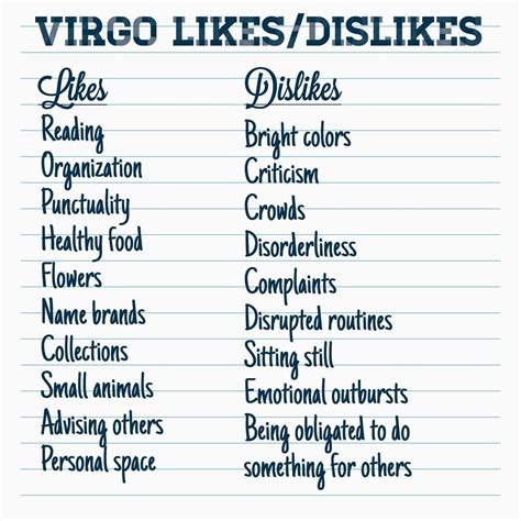 Virgo likes and dislikes