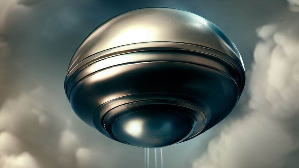 a round ufo metallic