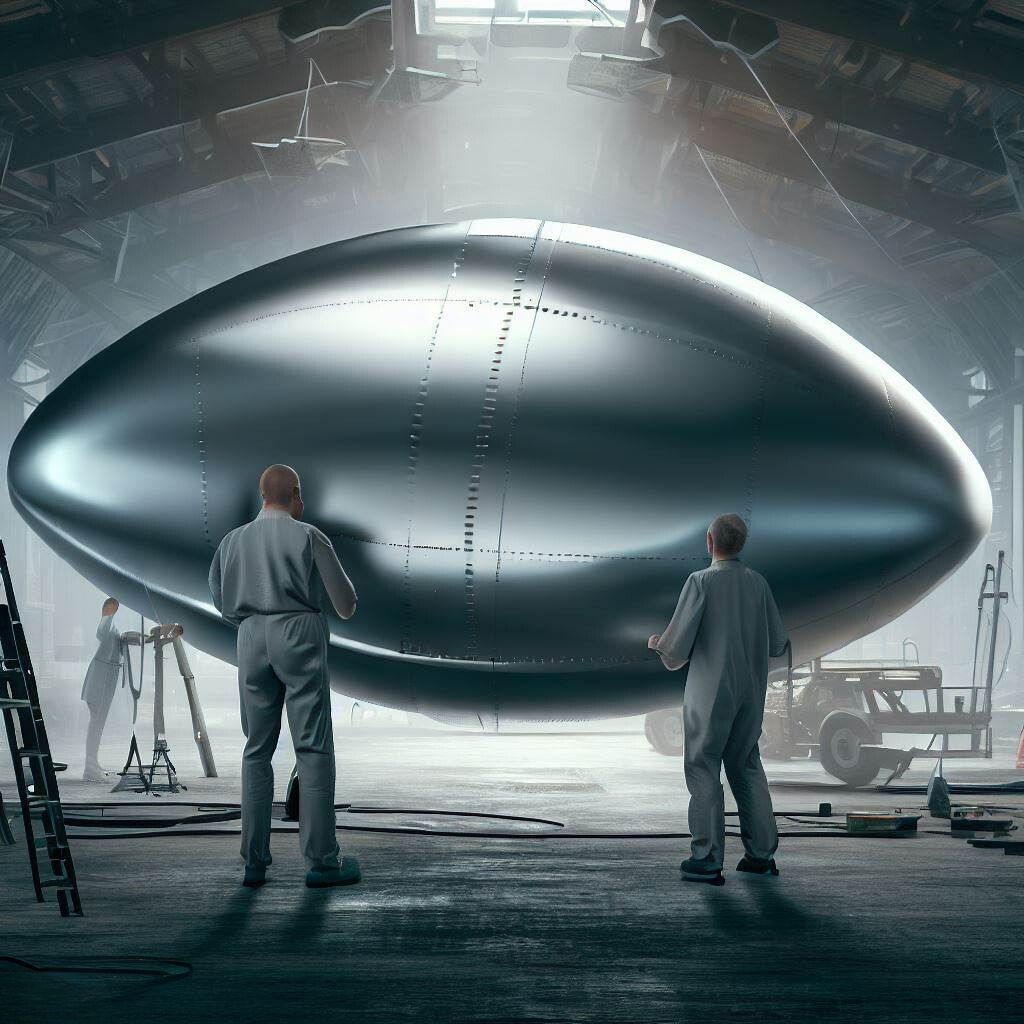 Scientists examining metallic egg-shaped UFO