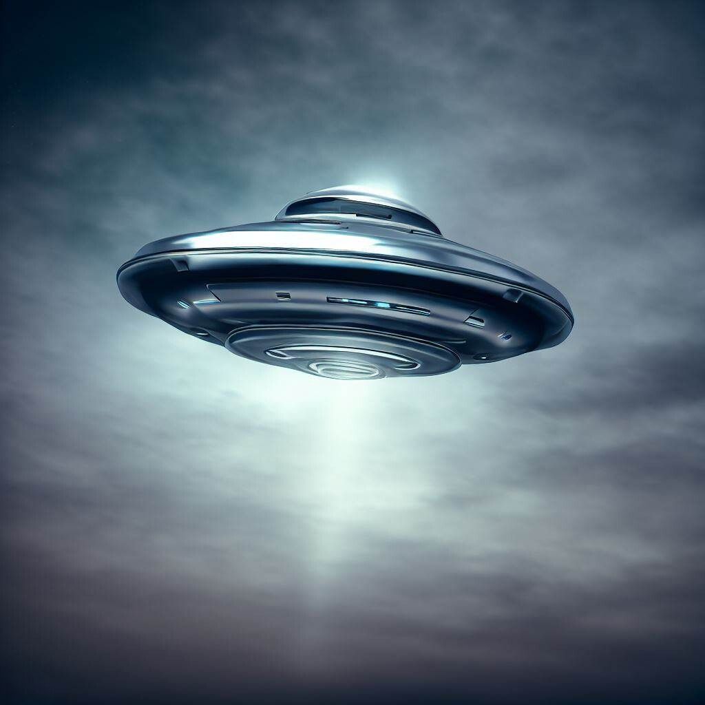a flying saucer in the sky.