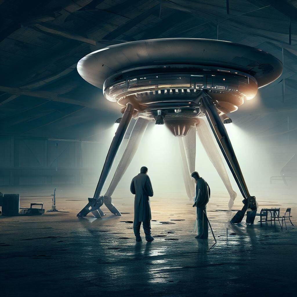 ufo in a secret hangar