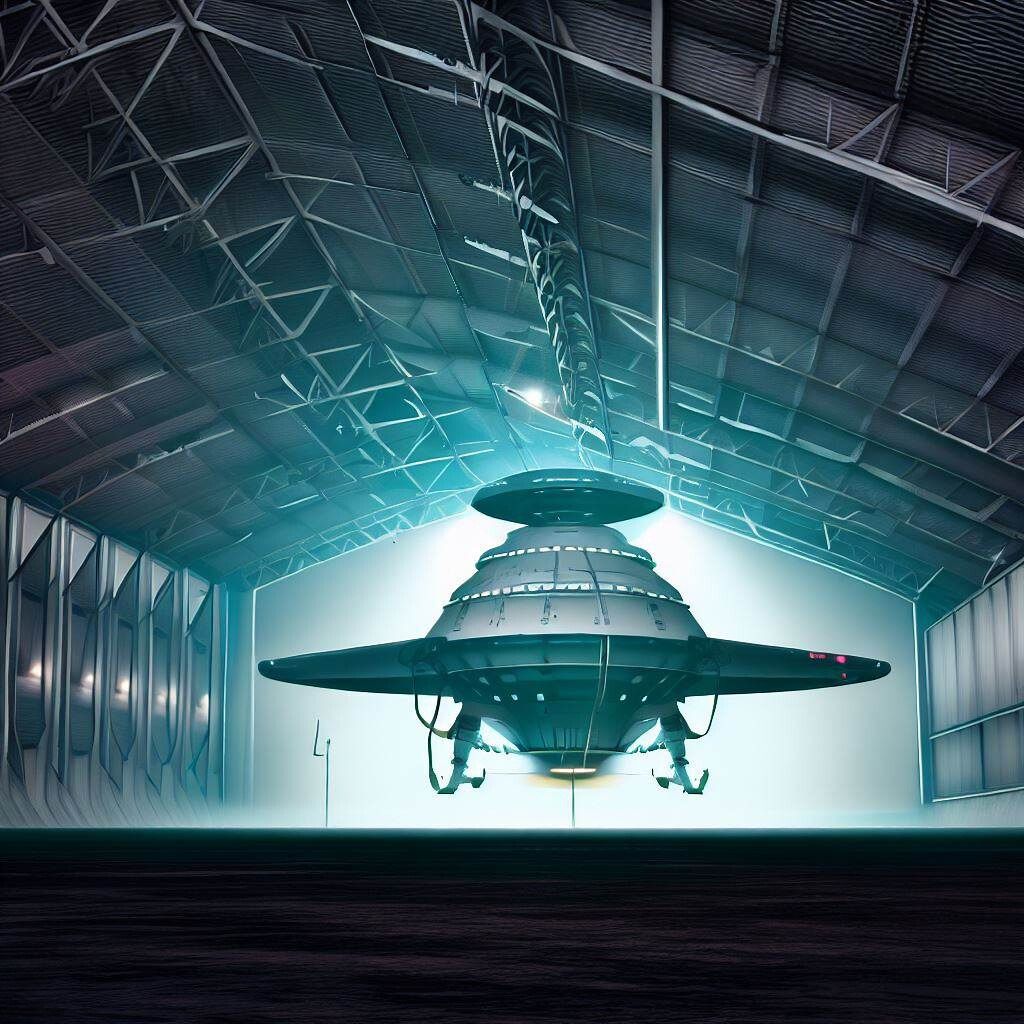 a ufo in a top secret hangar
