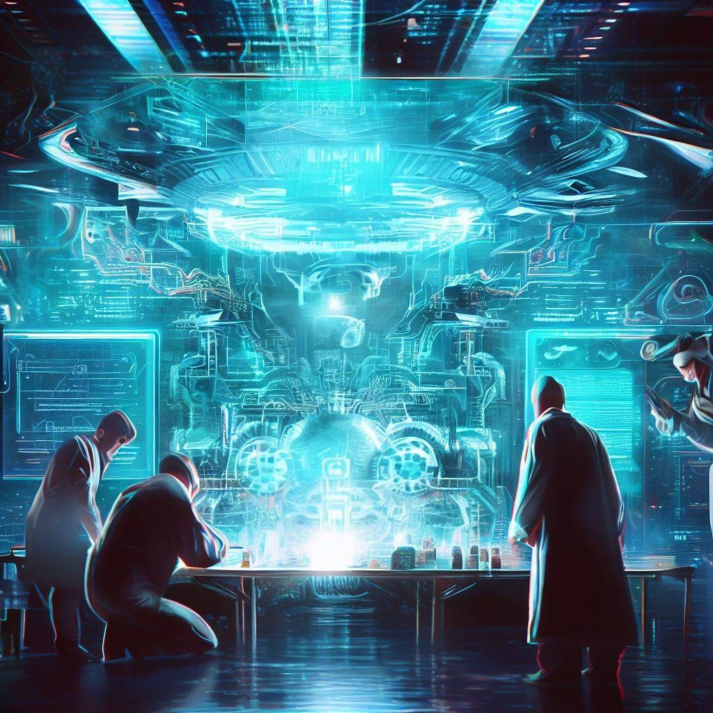 Deciphering the Unknown: Engineers Analyzing Advanced Extraterrestrial Tech