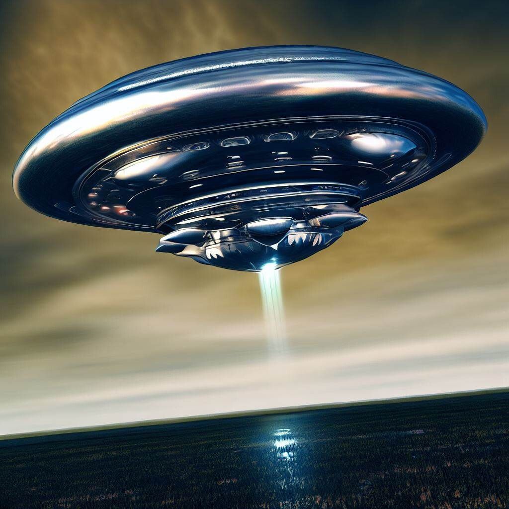 High-definition metallic UFO illustration