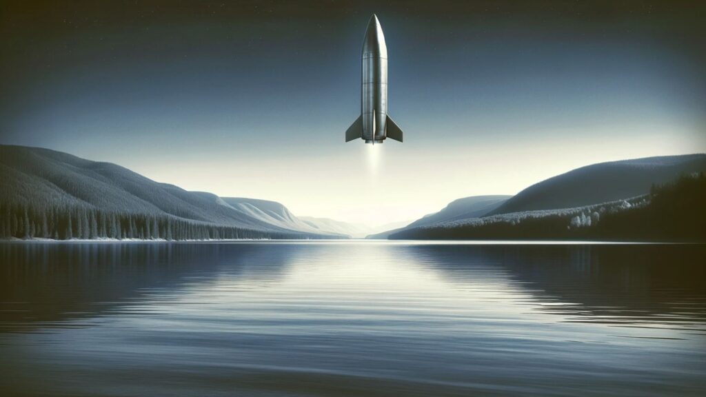 Ghost rocket over a lake.
